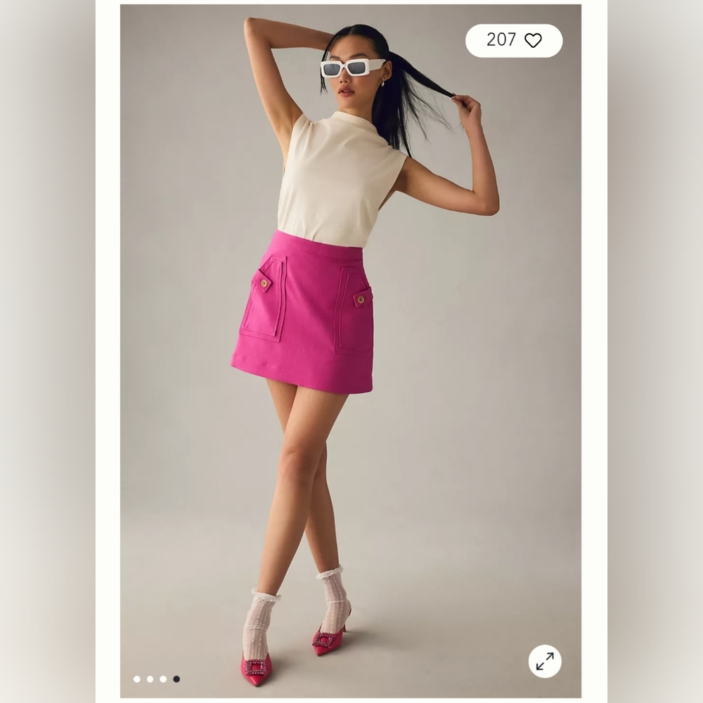 MAEVE BY  ANTHROPOLOGY MINI PINK SKIRT WITH POCKETS ACCENTS - XL. NEW WITH TAGS!